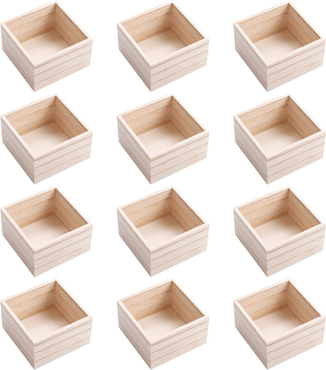 6" x 6" Unfinished Wooden Box Storage, Mini Wood Crates